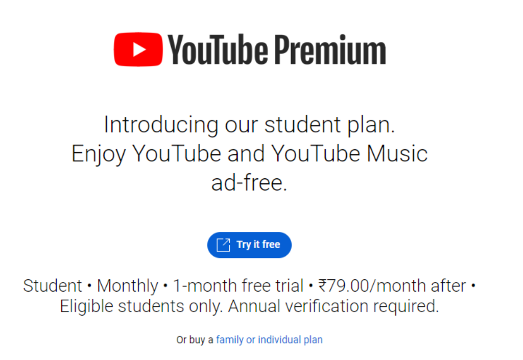 Youtube Student Premium
