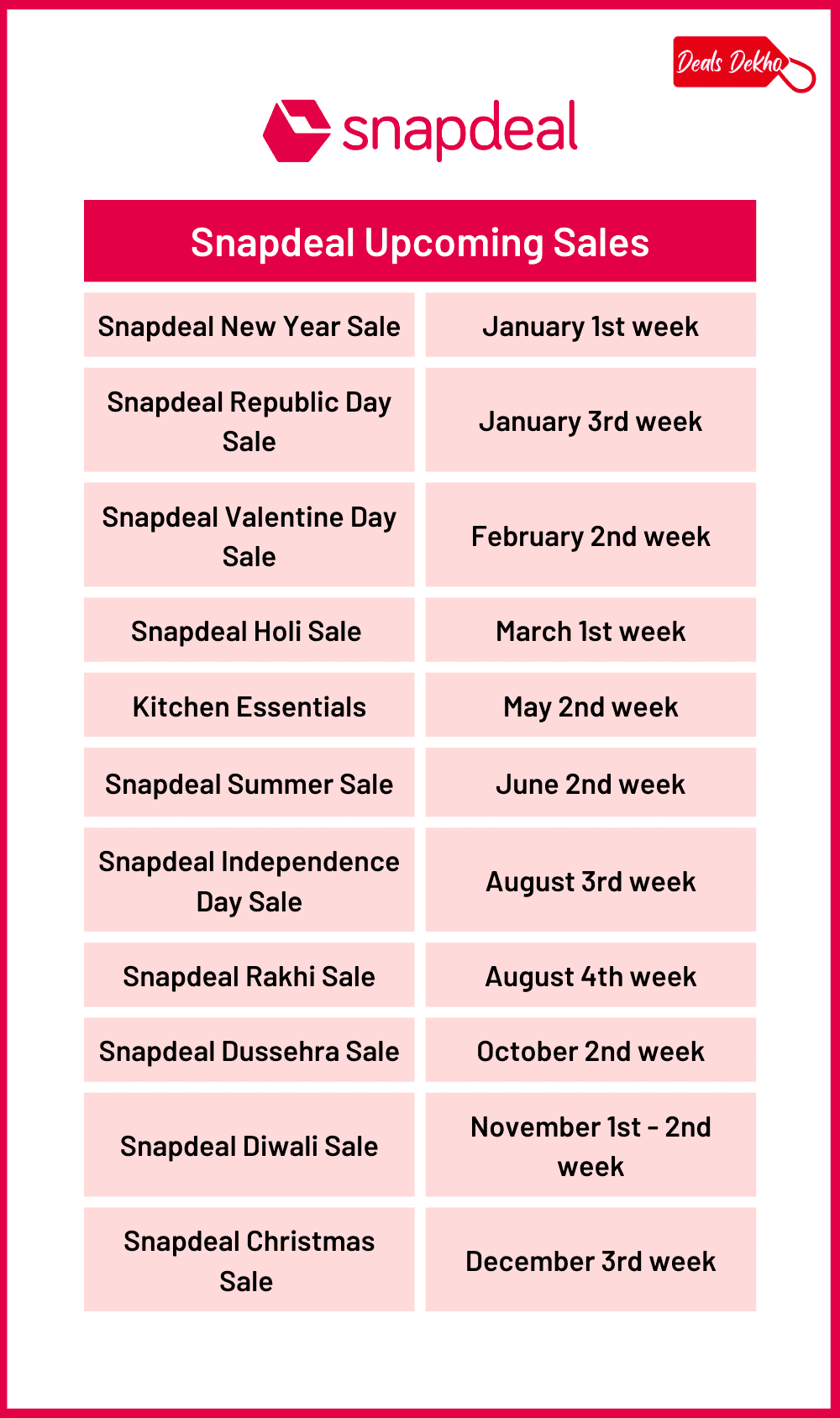 Snapdeal Upcoming Sale Date