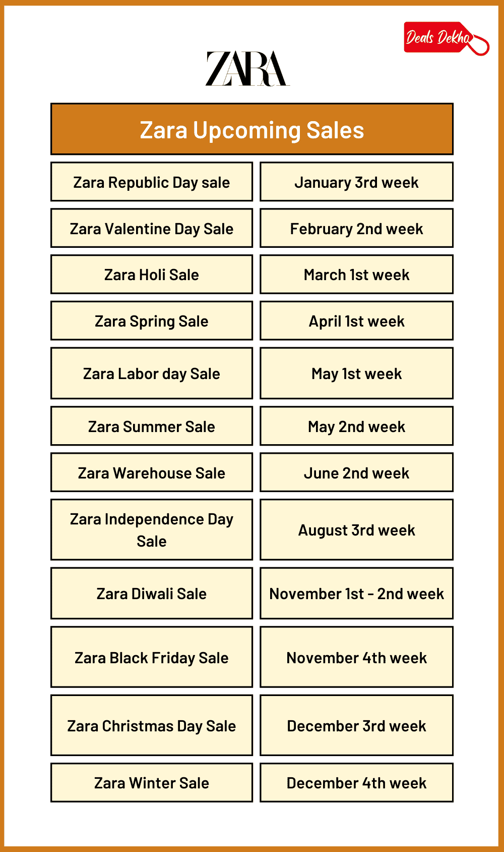 Zara Upcoming Sale Date