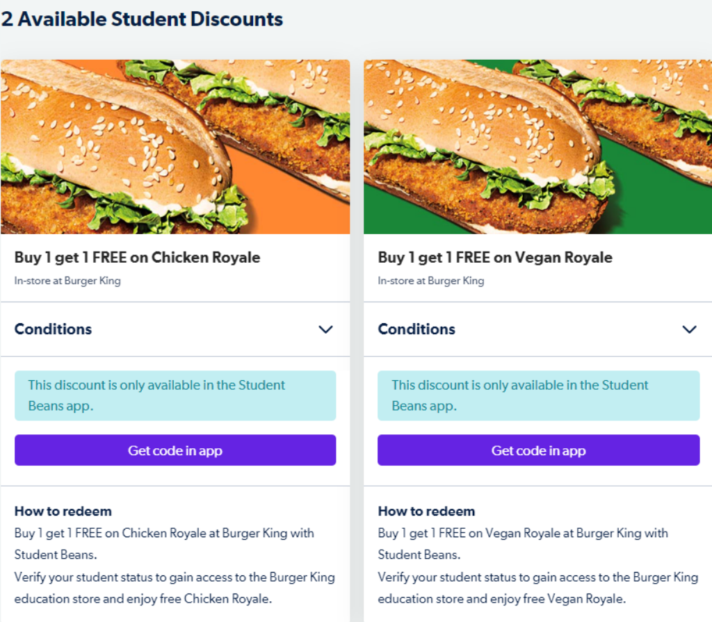 Burger King Student Discount