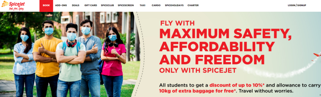 SpiceJet Student Discount